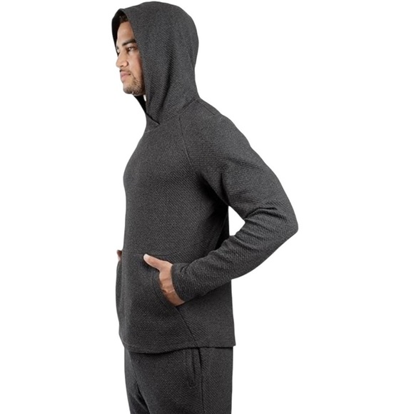90 Degrees By Reflex Textured Pullover Hoodie With Pocket Charcoal Grey Men's S - Picture 4 of 12